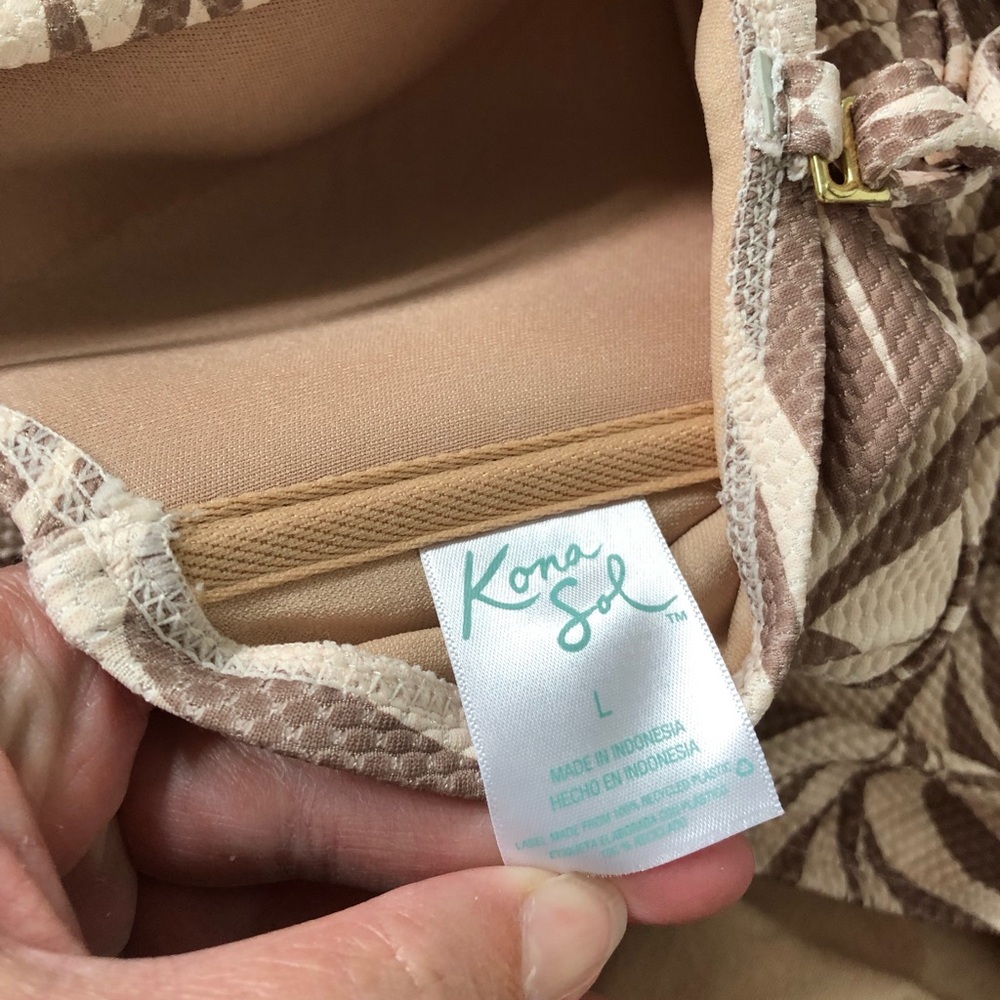 Kona Sol Women's L Palm Pique Bandeau Full Coverage One Piece Swimsuit - EUC! - Picture 5 of 15